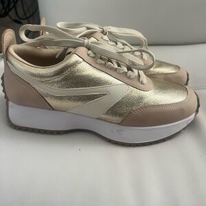 Stylish Gold and Cream Women's Sneakers